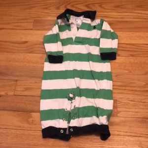 Green and white striped Ralph Lauren 6m baby one piece long sleeved